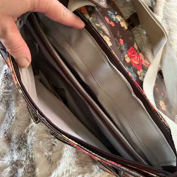 Cath Kidston Brown Floral Crossbody Messenger Bag with Cream Strap - Picture 5 of 9